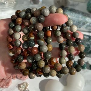 Polychrome Jasper Crystal Bracelet 1pc 8mm Beads